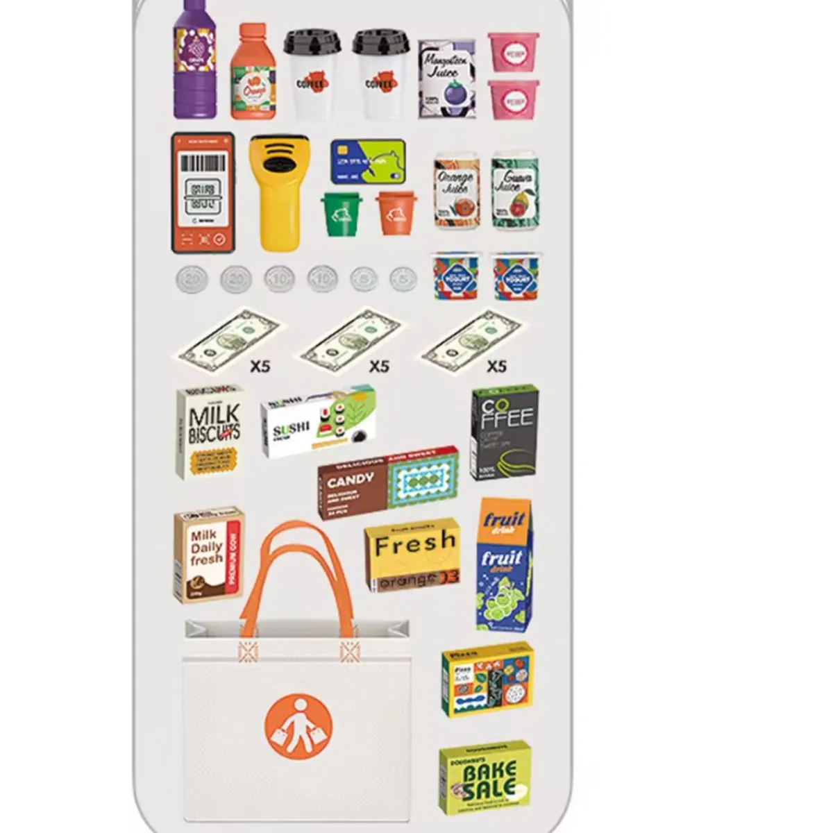 GENERICO - Juego Supermercado Minimarket Con Accesorios 47 Pcs Multiuso