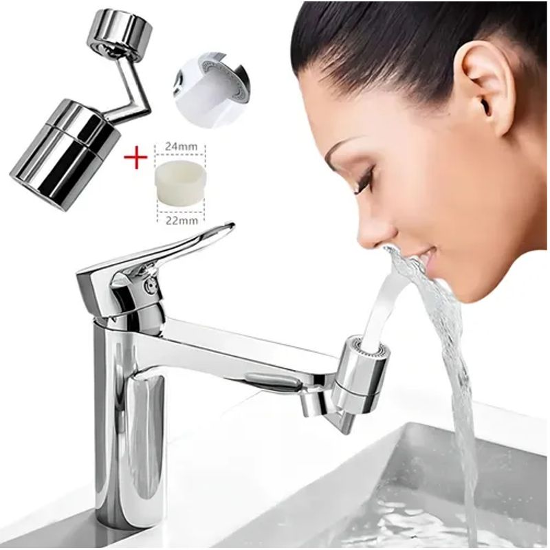 GENERICO - Grifo Lavamanos Lavaplatos Giratorio 720 Grados Ahorra Agua Plateado