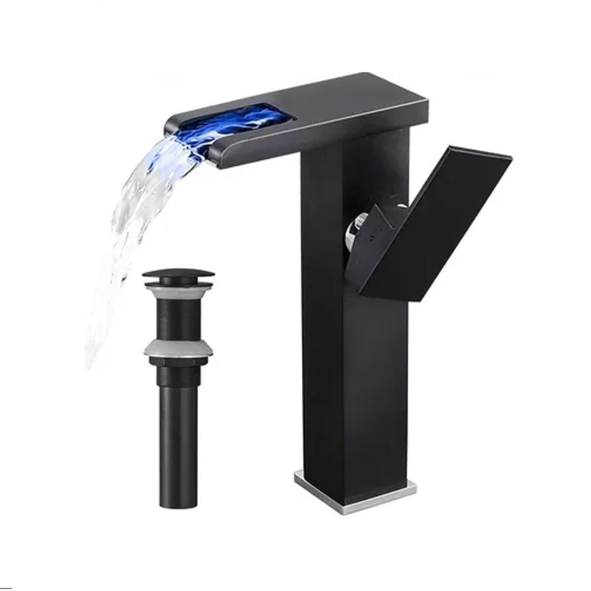 GENERICO - Grifo Lavabo Baño Led Luz Cambiante 3 Colores Llave Lavabo Negro