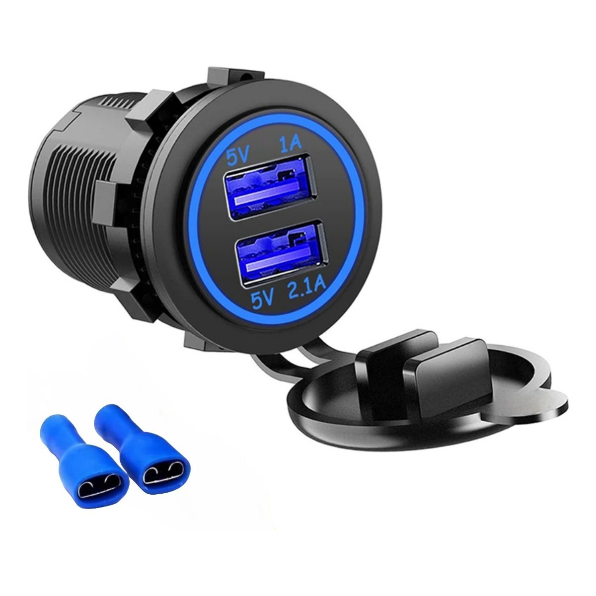 GENERICO - Cargador Doble Usb Adaptador Encendedor Con Luz Azul 24740 12v 1a21a