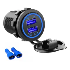GENERICO - Cargador Doble Usb Adaptador Encendedor Con Luz Azul 24740 12v 1a21a