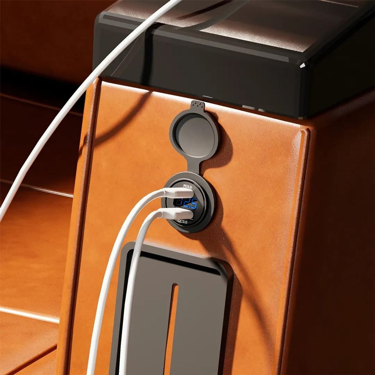 GENERICO - Cargador Doble Usb 18w Type C 30w Con Voltimetro 12-24v