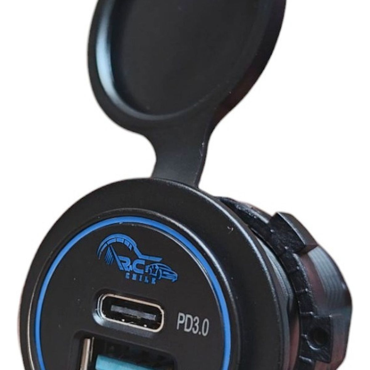 GENERICO - Cargador Doble Usb 18w Type C 30w Carga Rapida Luz Azul 12-24v
