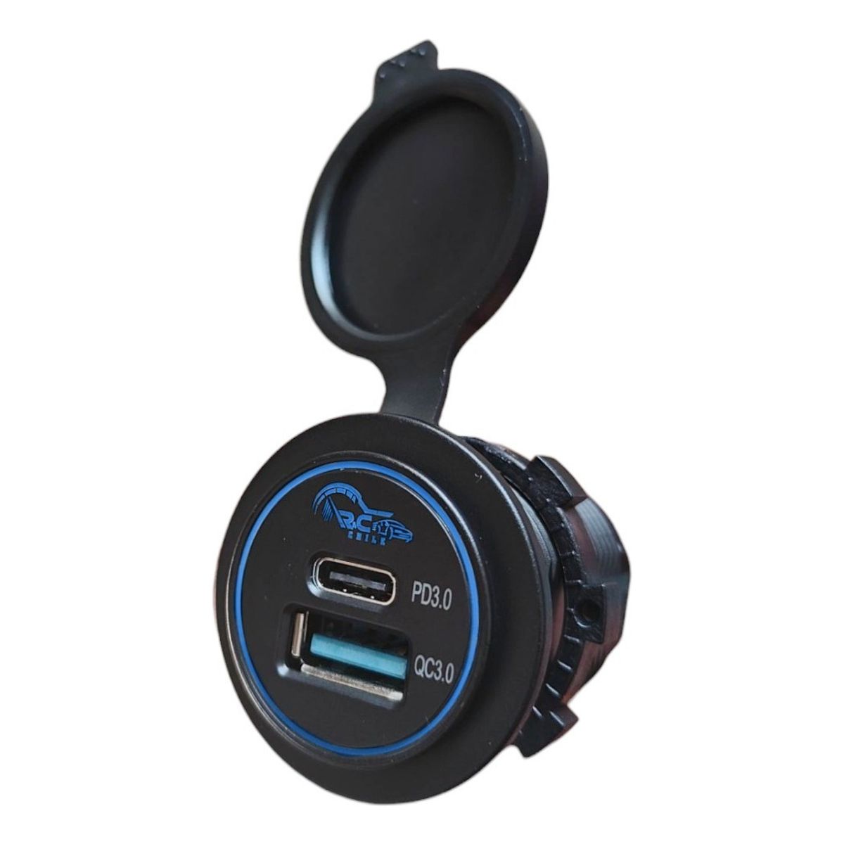 GENERICO - Cargador Doble Usb 18w Type C 30w Carga Rapida Luz Azul 12-24v