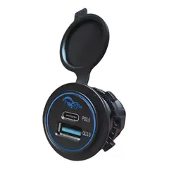 GENERICO - Cargador Doble Usb 18w Type C 30w Carga Rapida Luz Azul 12-24v