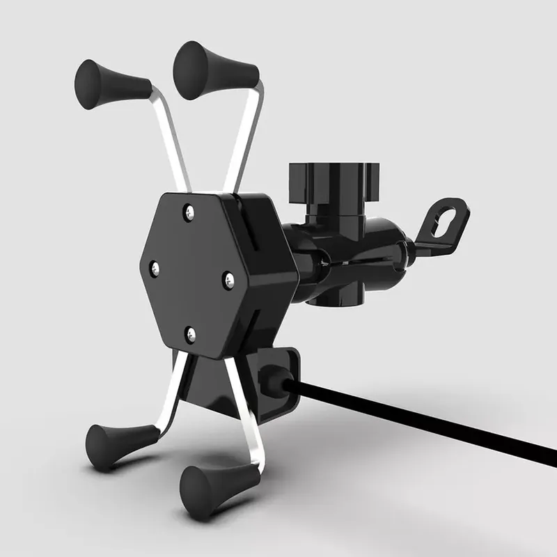 GENERICO - Porta Celular Para Moto Soporte Tipo X Con Cargador Usb