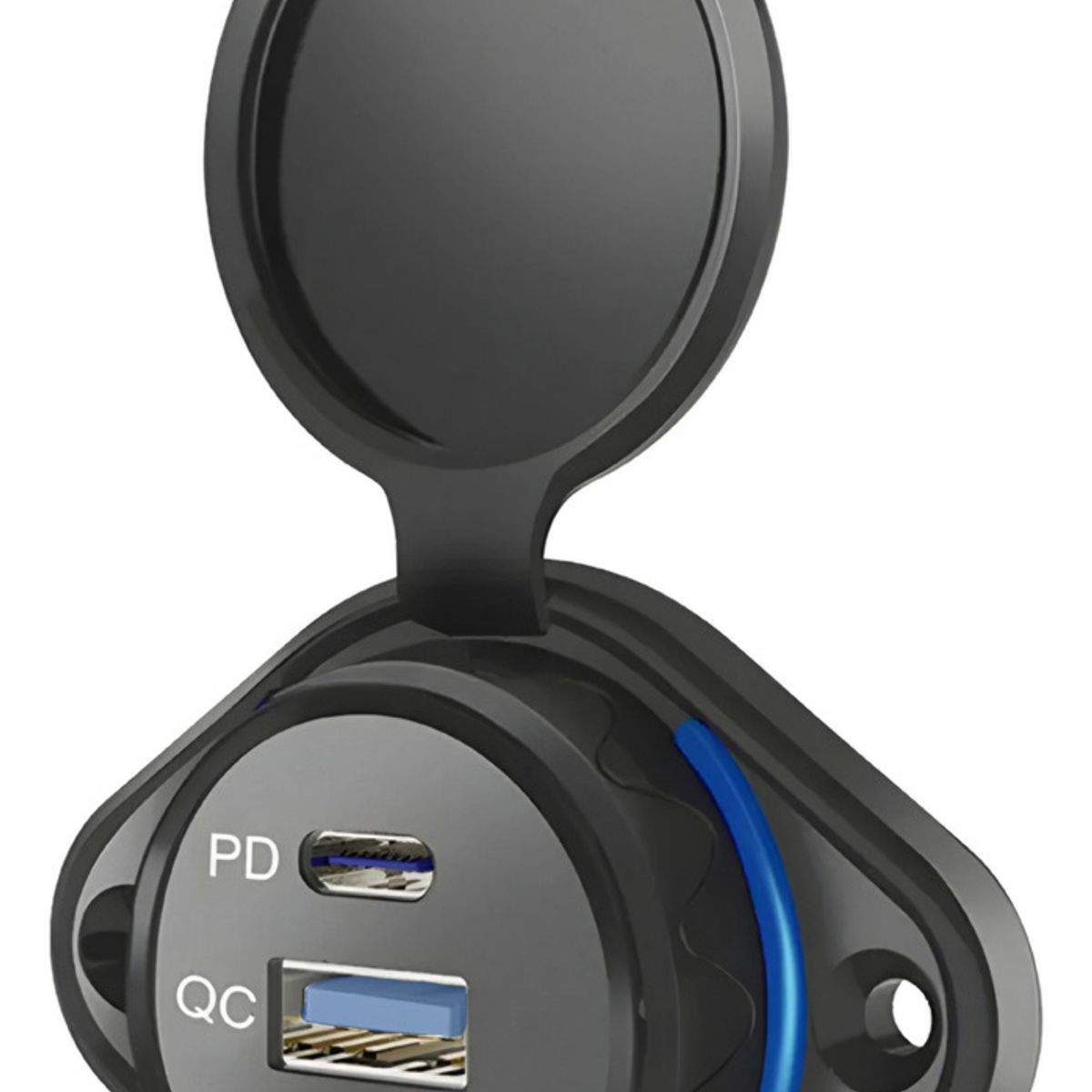 GENERICO - Cargador Carga Rápida 1 Usb 1 Type C 12-24v Sobrepuesto Luz Azul 1865