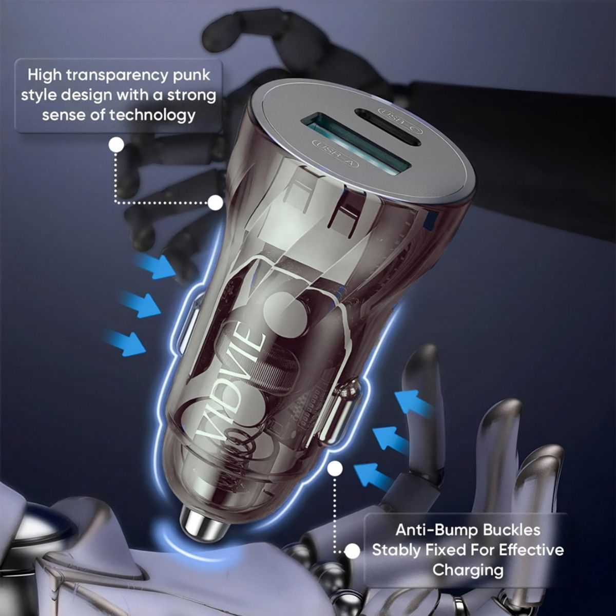 GENERICO - Adaptador Auto Cargador Carga Rápida 30w Tipoc 18w Usb 12-24 Gris c531
