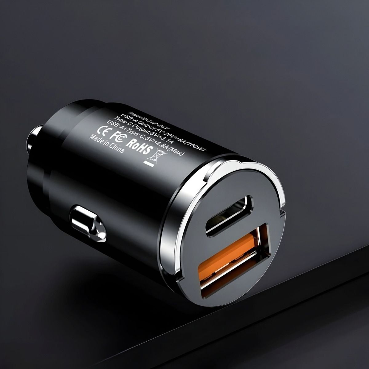 GENERICO - Cargador Auto Invisible Carga Rápida 15wTtipoc 18wusb 12-24v cc330