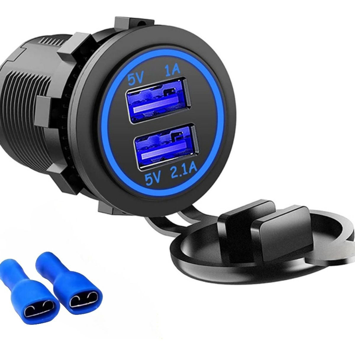 GENERICO - Cargador Doble Usb Adaptador Encendedor Con Luz Azul 24740 12v 1a21a