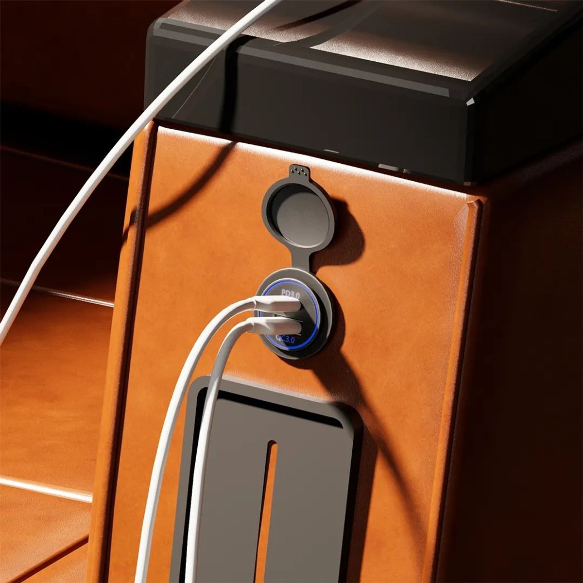 GENERICO - Cargador Doble Usb 18w Type C 30w Carga Rapida Luz Azul 12-24v