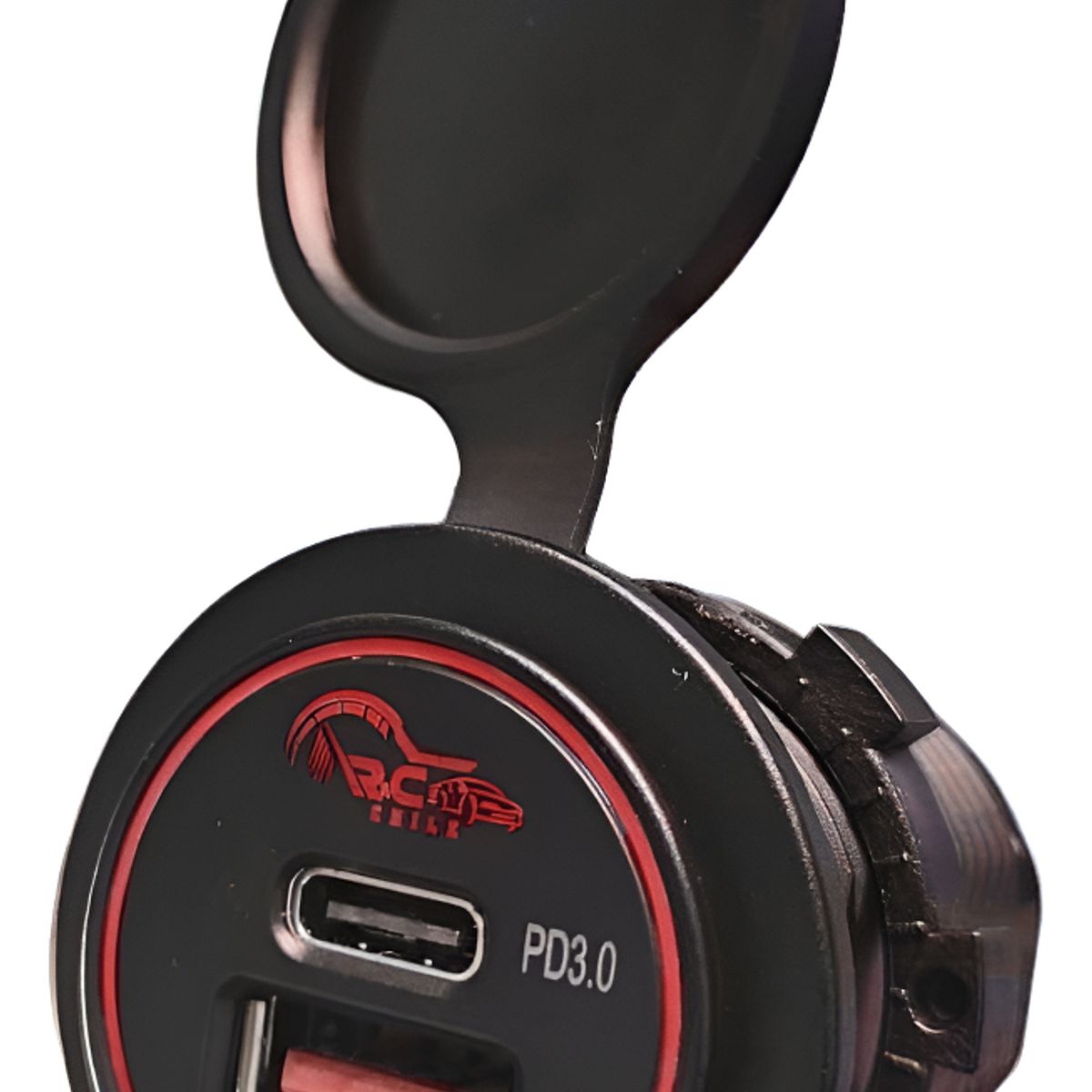 GENERICO - Cargador Doble Usb 18w Type C 30w Carga Rapida Luz Roja 12-24v