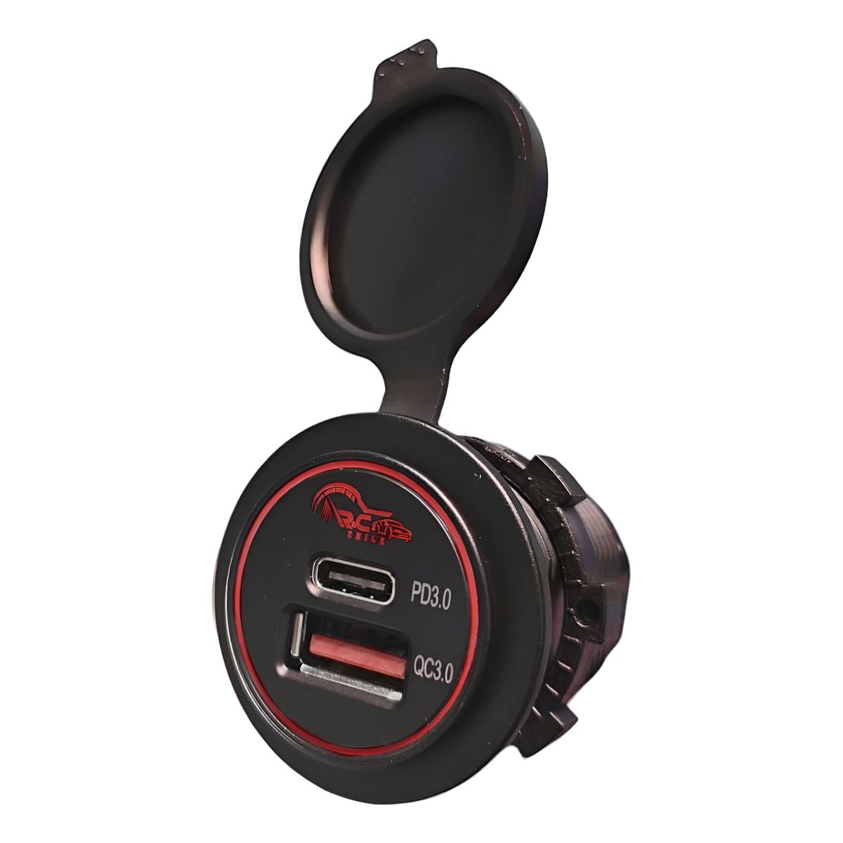 GENERICO - Cargador Doble Usb 18w Type C 30w Carga Rapida Luz Roja 12-24v