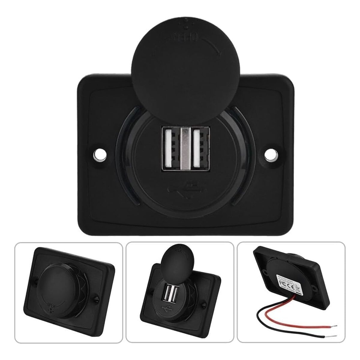 GENERICO - Cargador Usb Dual Sobrepuesto Cubierta Protector 21a 12-24v