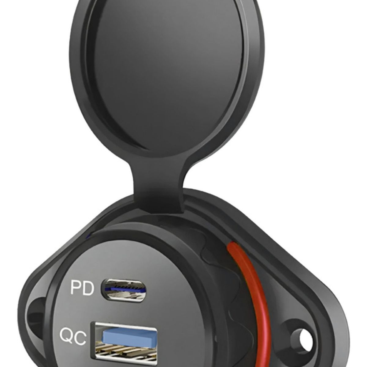 GENERICO - Cargador Carga Rápida 1 Usb 1 Type C 12-24v Sobrepuesto Luz Roja 1866