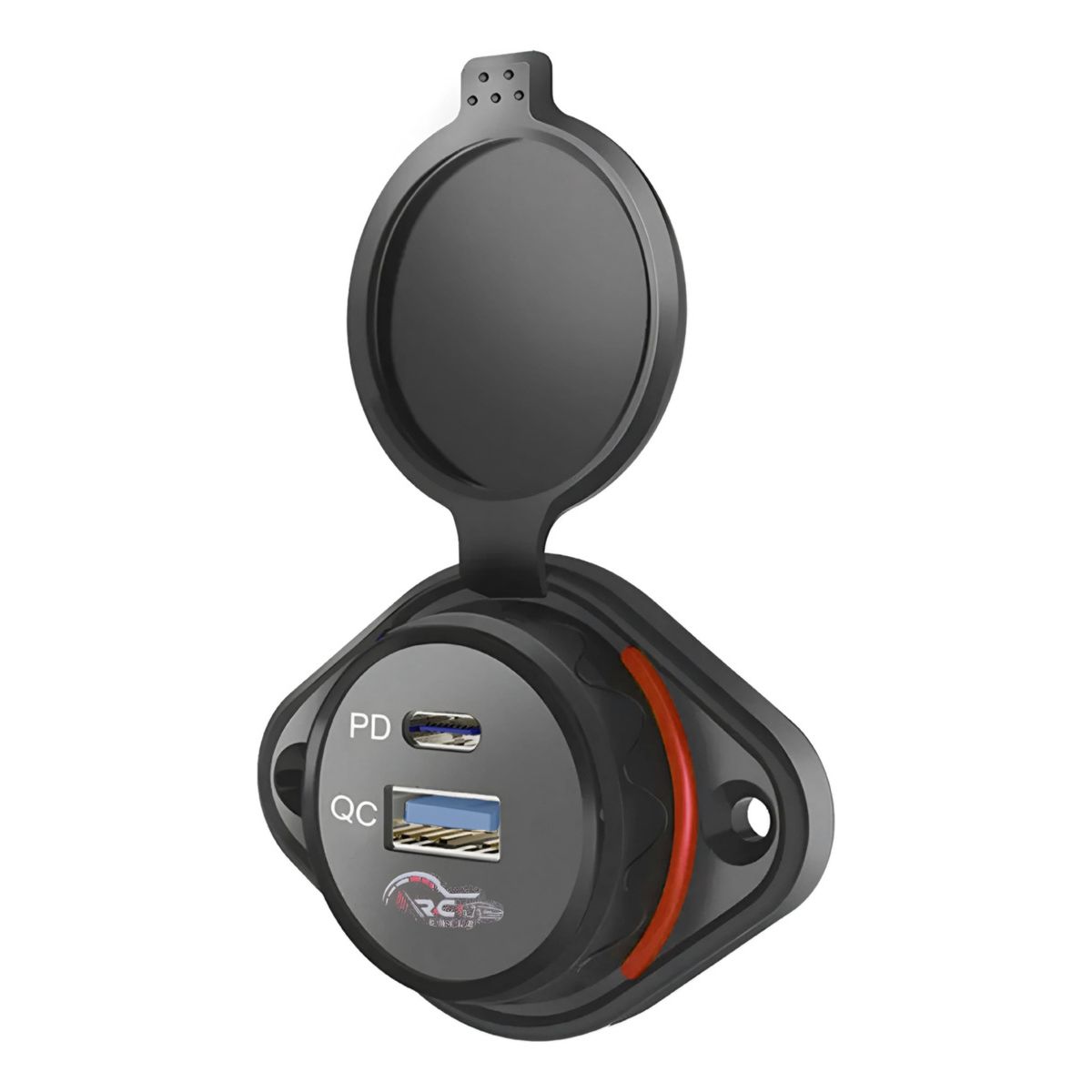 GENERICO - Cargador Carga Rápida 1 Usb 1 Type C 12-24v Sobrepuesto Luz Roja 1866