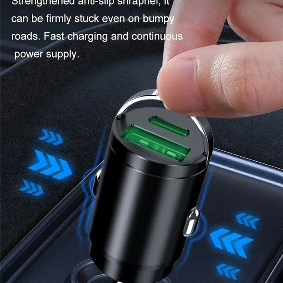 GENERICO - Cargador Auto Invisible Carga Rápida 100w Tipoc Usb 12-24v Gris Cc326