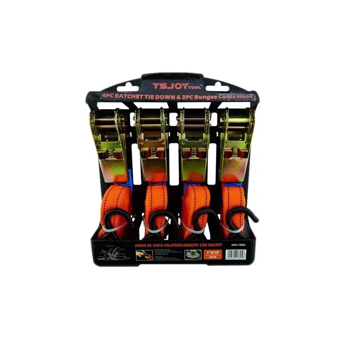 GENERICO - Set Kit Juego Eslinga Cinta Amarre 4 Piezas