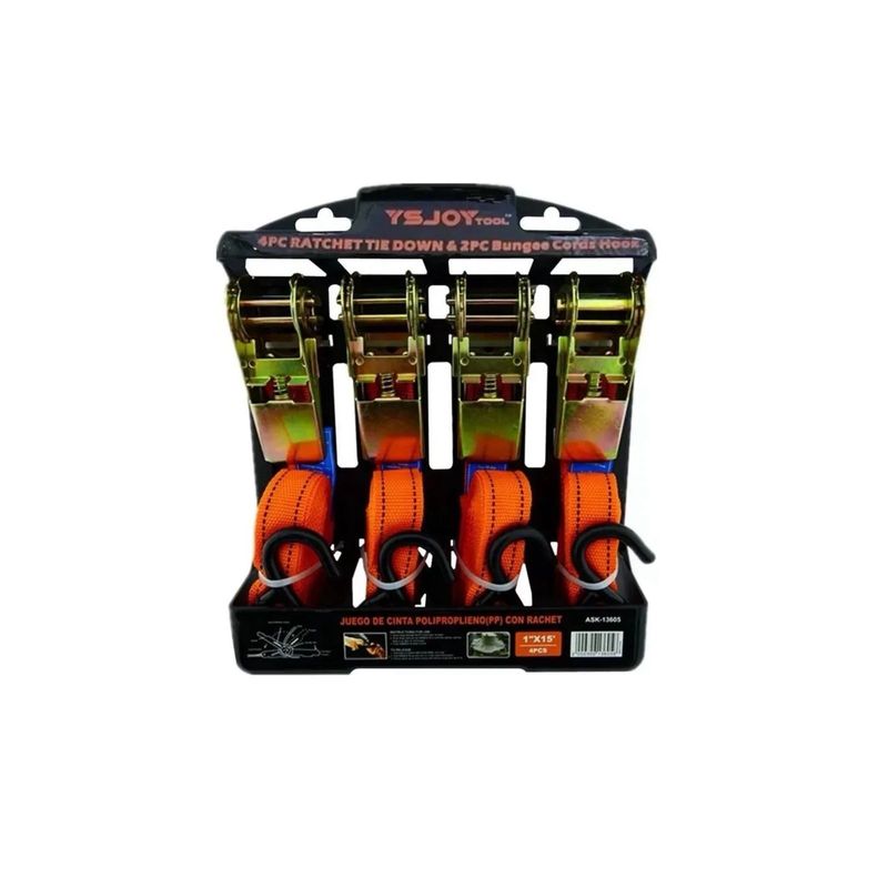 GENERICO - Set Kit Juego Eslinga Cinta Amarre 4 Piezas