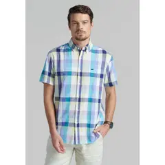 FEROUCH - Camisa Lino Cuadros Morado