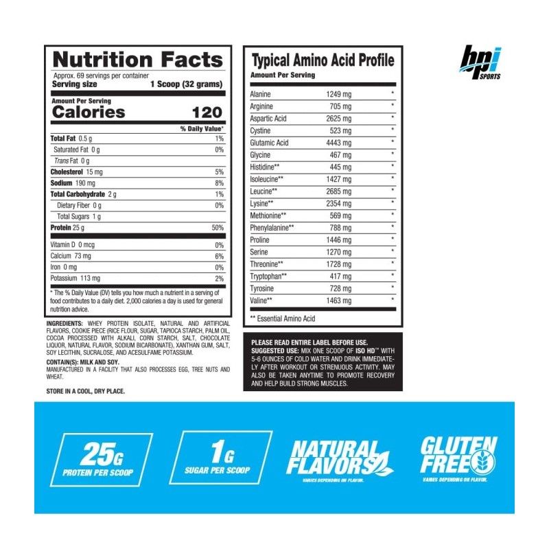 BPI SPORT - Bpi Iso Hd Whey Protein Isolate 5 Lbs Vanilla Cookie