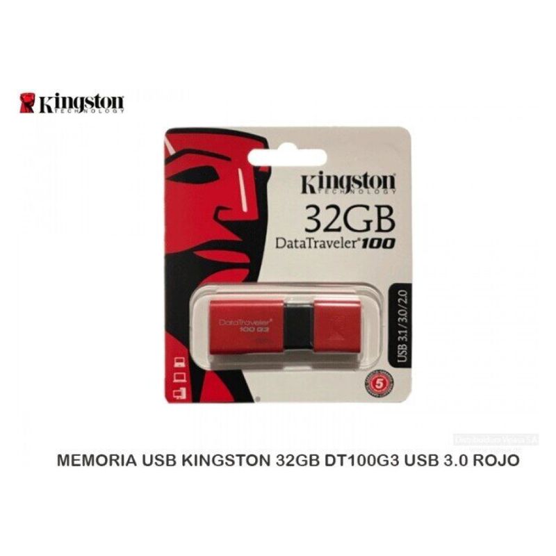 KINGSTON - Pendrive Kingston Dt100 32Gb Rojo 3.0
