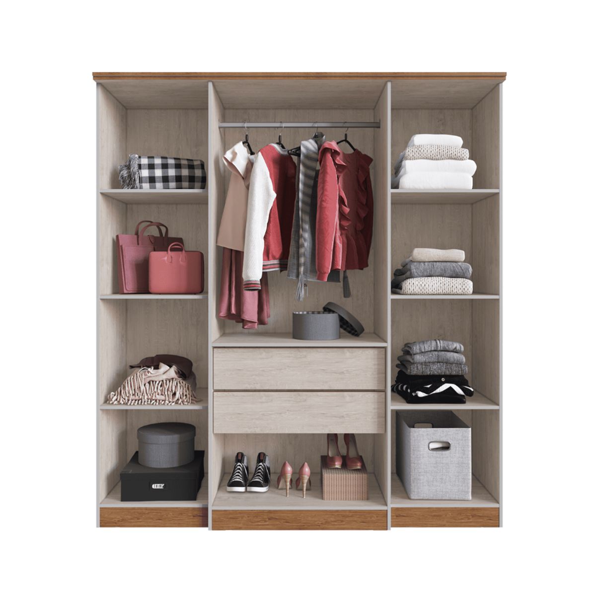 HOME MOBILI - Closet Dolomita 4 Puertas Gris claro