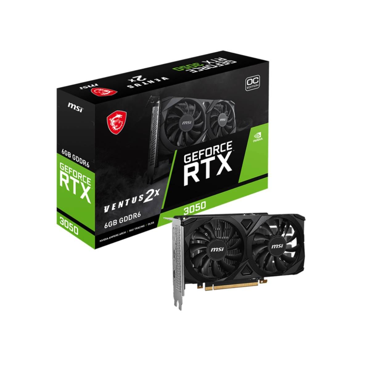 MSI - Tarjeta de Video MSI GeForce RTX 3050 VENTUS 2X 6G OC