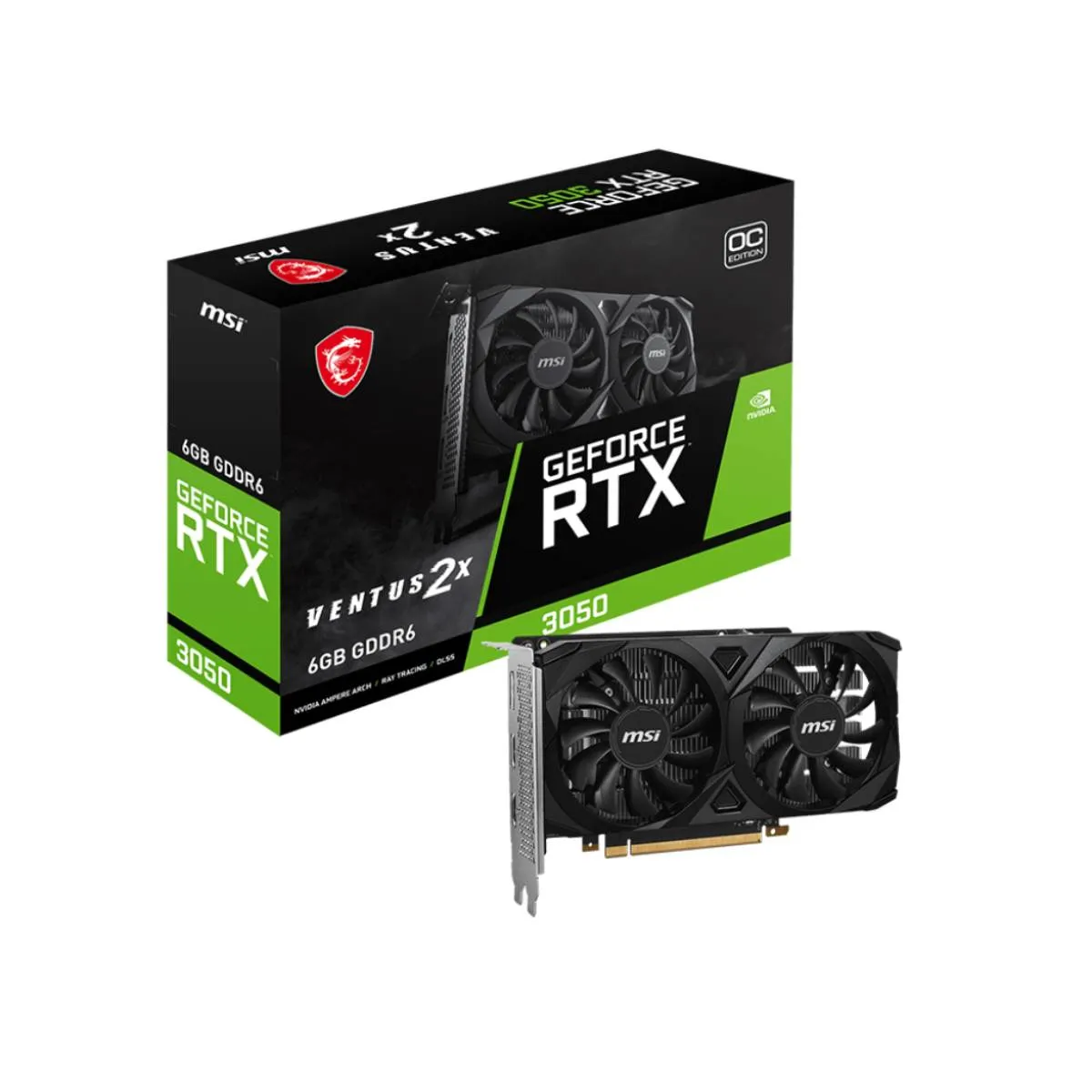 MSI - Tarjeta de Video MSI GeForce RTX 3050 VENTUS 2X 6G OC