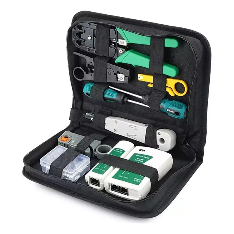 PROWAY - Kit Herramienta Reparación Redes Crimpeadora Rj45 Pelacable
