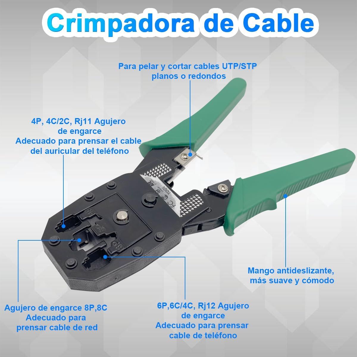 PROWAY - Kit Herramienta Reparación Redes Crimpeadora Rj45 Pelacable