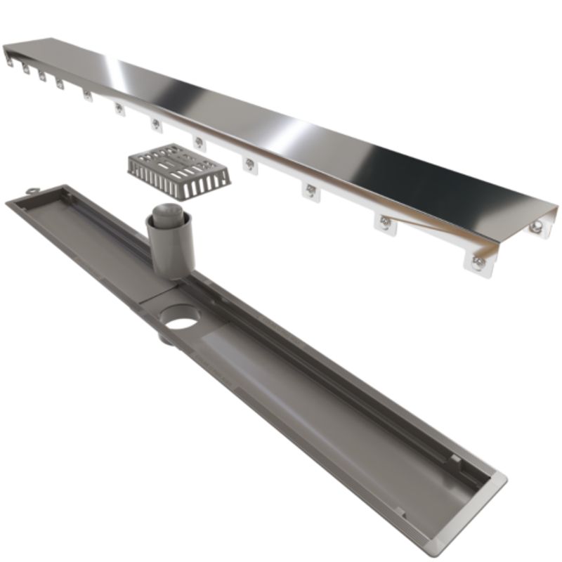 NO LOGO - Desague Dren, Ducha-Pvc Salida Central Tapa Pulida 75 Cm Acero Inox