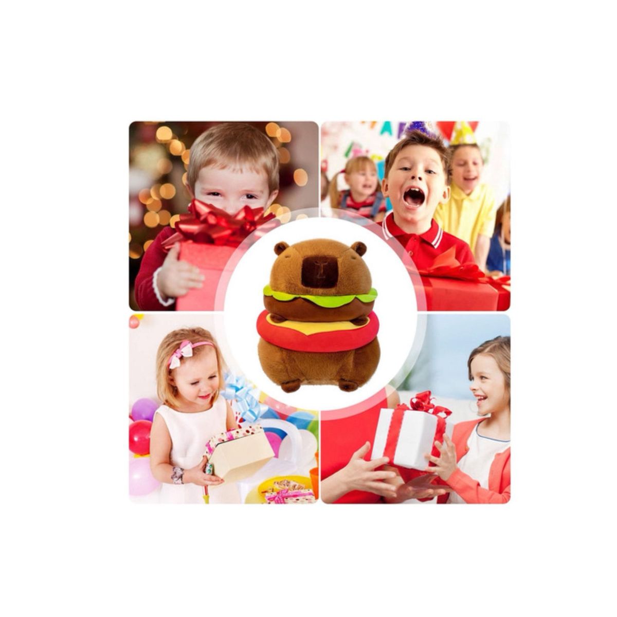 GENERICO - Peluche Capibara Hamburguesa Café Suave Y Esponjoso 20 cm