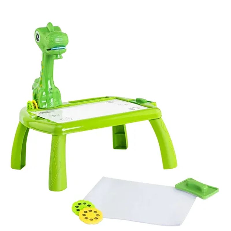 CARIBEE - Mesa De Dibujo Para Niños Con Proyector + 12 Lapiz De Color Verde