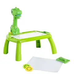 CARIBEE - Mesa De Dibujo Para Niños Con Proyector + 12 Lapiz De Color Verde