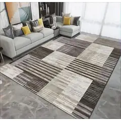 GENERICO - ALFOMBRA GRANDE MARRON DISEÑO ACALANADO 200X240 CASA MIO