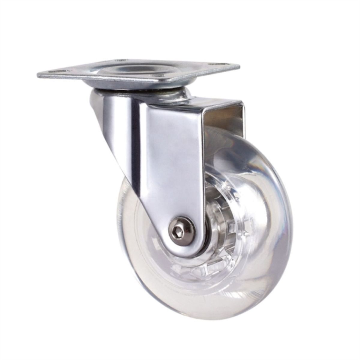 KUTZ - Rueda poliuretano transparente 100mm sin freno 76kg