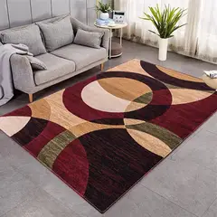 GENERICO - ALFOMBRA GRANDE DISEÑO CIRCULOS BURDE 200X240 CASA MIO