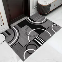 GENERICO - ALFOMBRA GRANDE DISEÑO CIRCULOS GRIS 200X240 CASA MIO