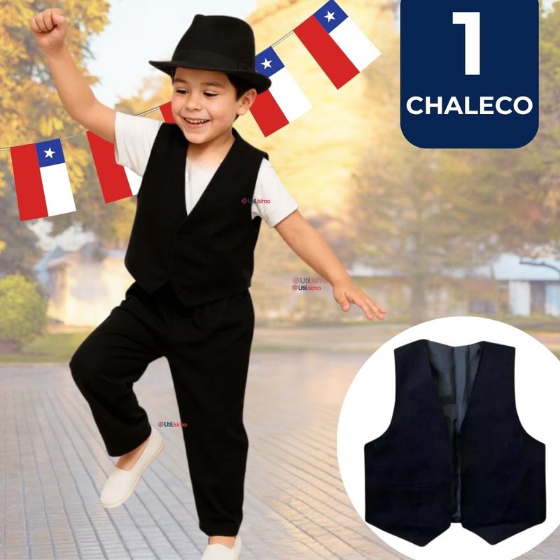 UTILISIMO - Chaleco Bolero Nortino Niño Fiestas Patrias Negro