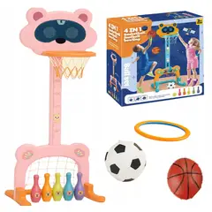 CARIBEE - SET DE JUEGOS 4 EN 1 BALONCESTO, BOLOS, PORTERÍA, FÚTBOL + ACCESORIOS