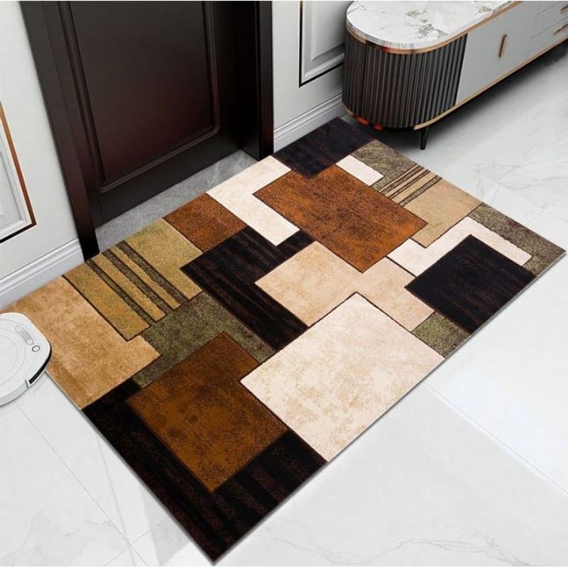 GENERICO - ALFOMBRA GRANDE DISEÑO TETRIS MARRON CAFES 200X240 CASA MIO