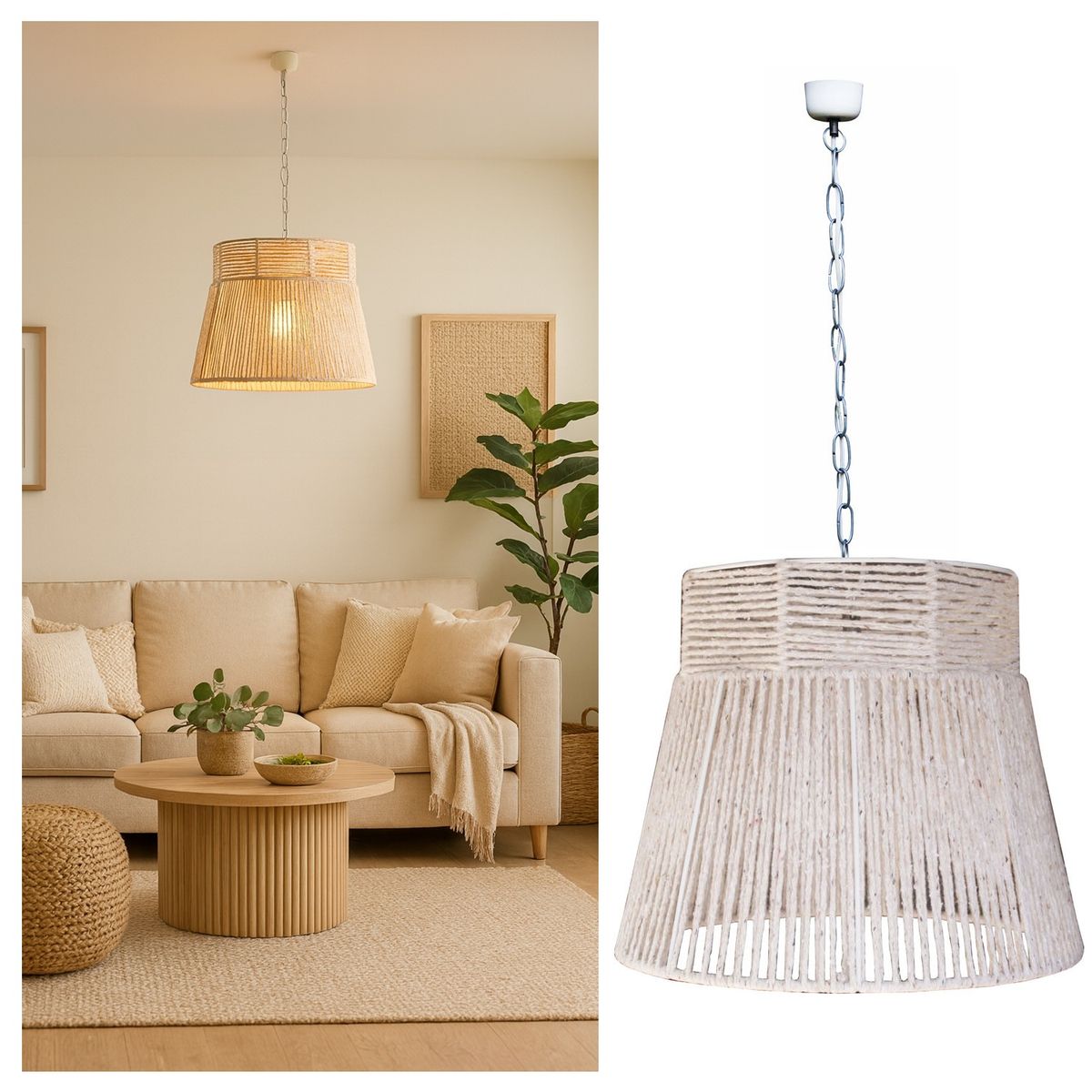 CAROLD STEVENS - Lámpara Colgante Genova Crudo Ecoluz