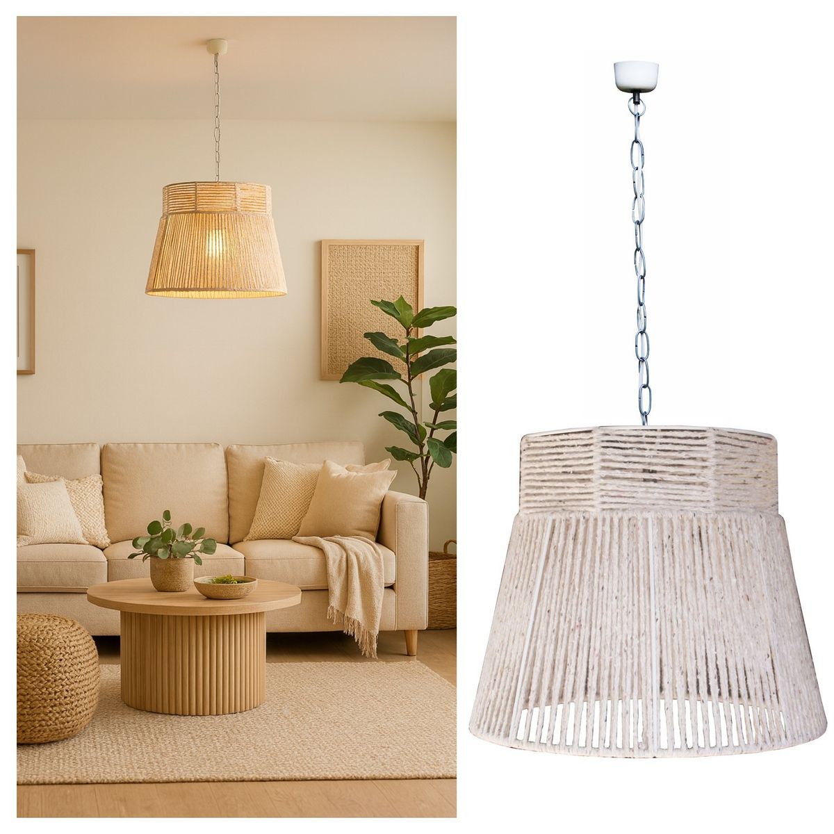 CAROLD STEVENS - Lámpara Colgante Genova Crudo Ecoluz