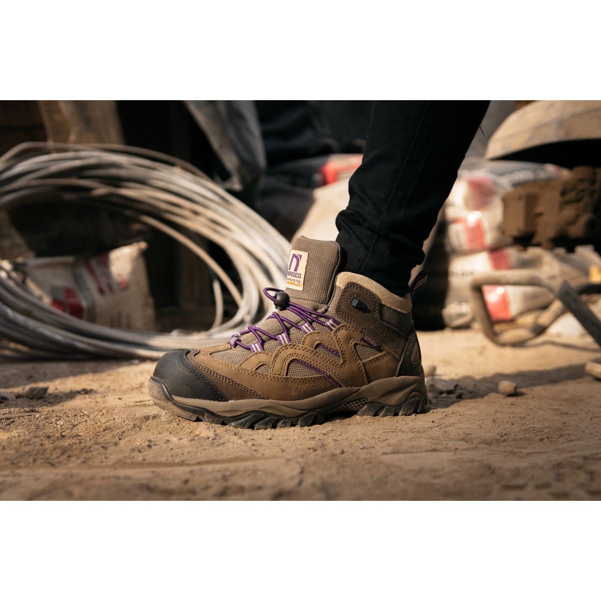 NORSEG - Zapato de Seguridad N Katrina Beige Morado Mujer NORSEG