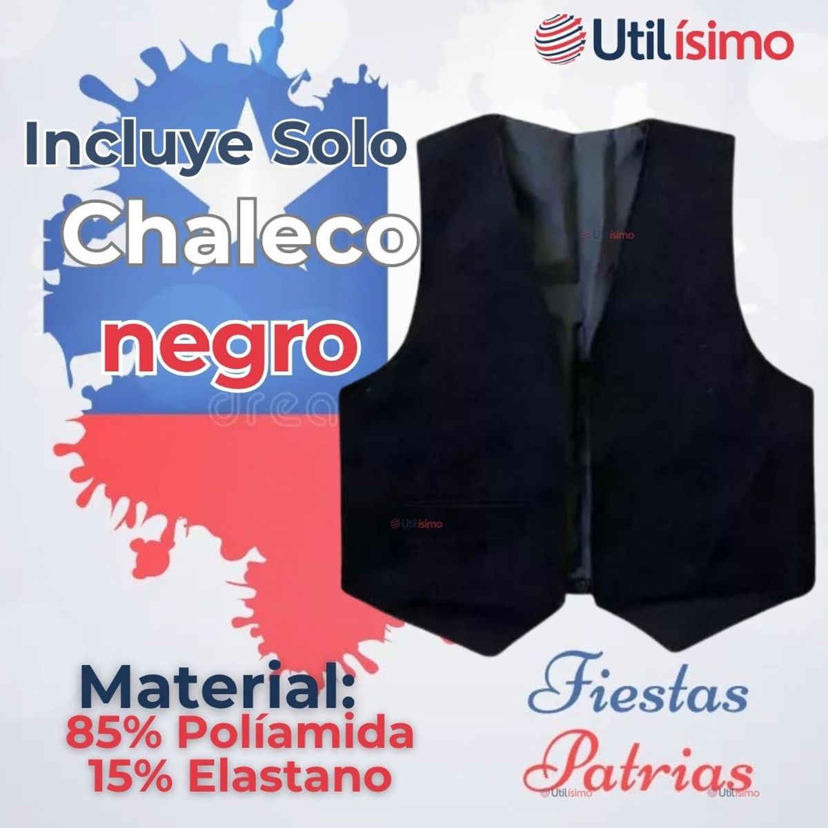 UTILISIMO - Chaleco Bolero Nortino Niño Fiestas Patrias Negro
