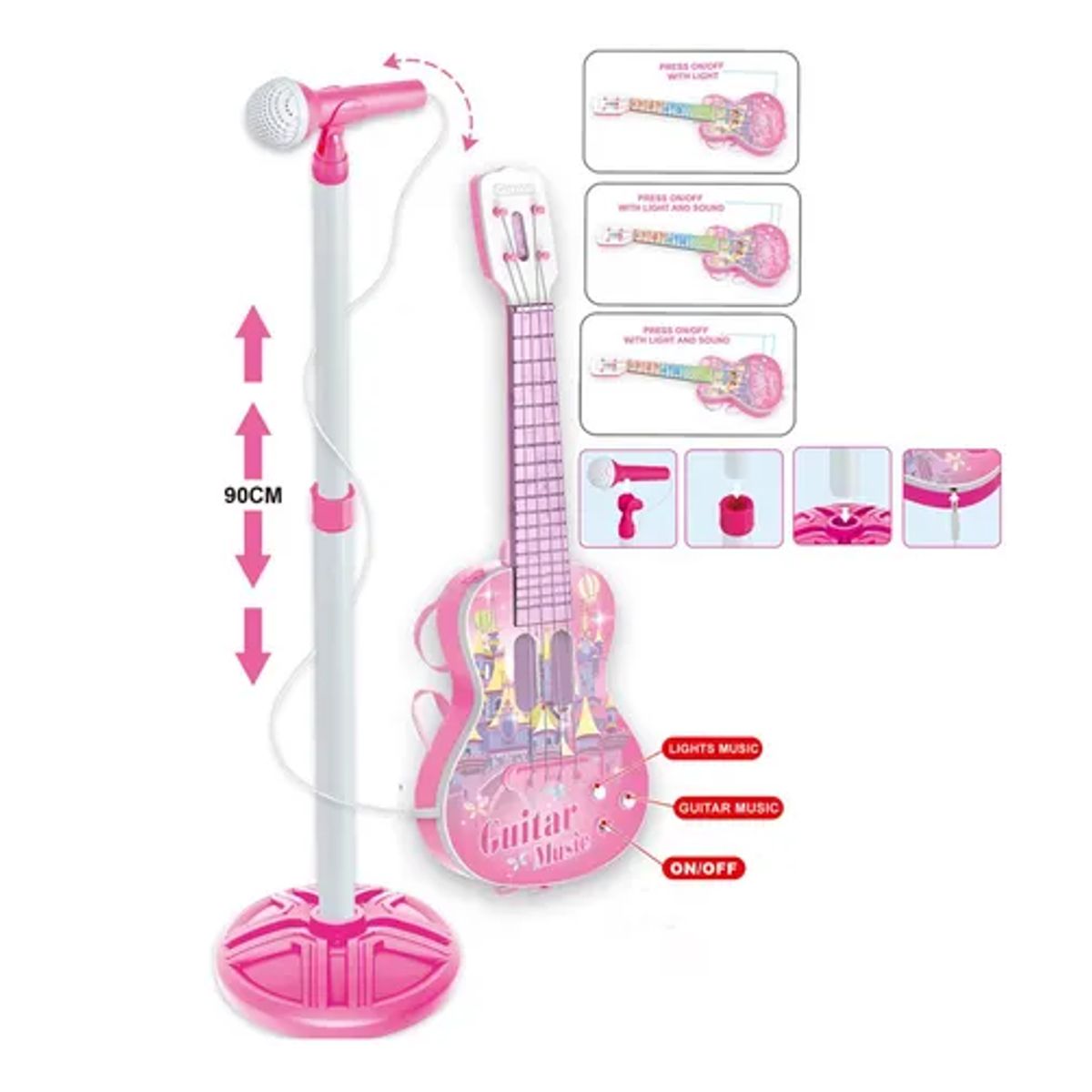 CARIBEE - Microfono Karaoke Con Guitarra MP 3 y Luces