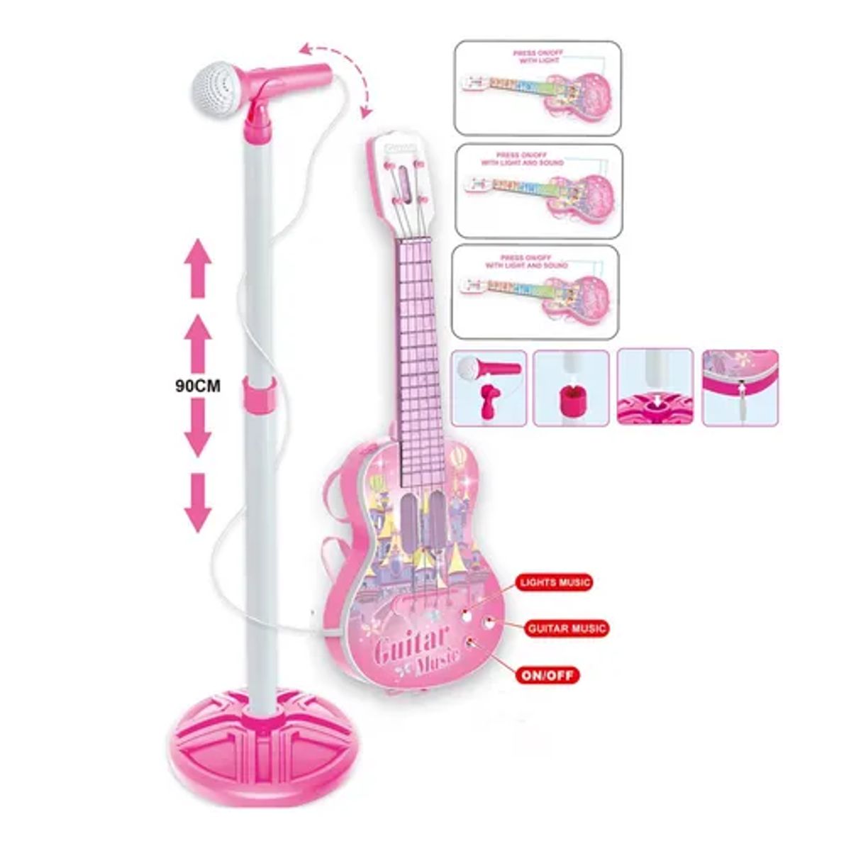 CARIBEE - Microfono Karaoke Con Guitarra MP 3 y Luces