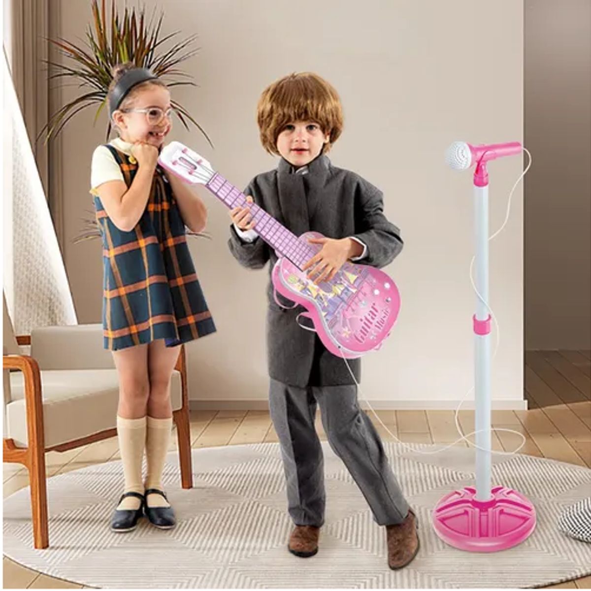 CARIBEE - Microfono Karaoke Con Guitarra MP 3 y Luces