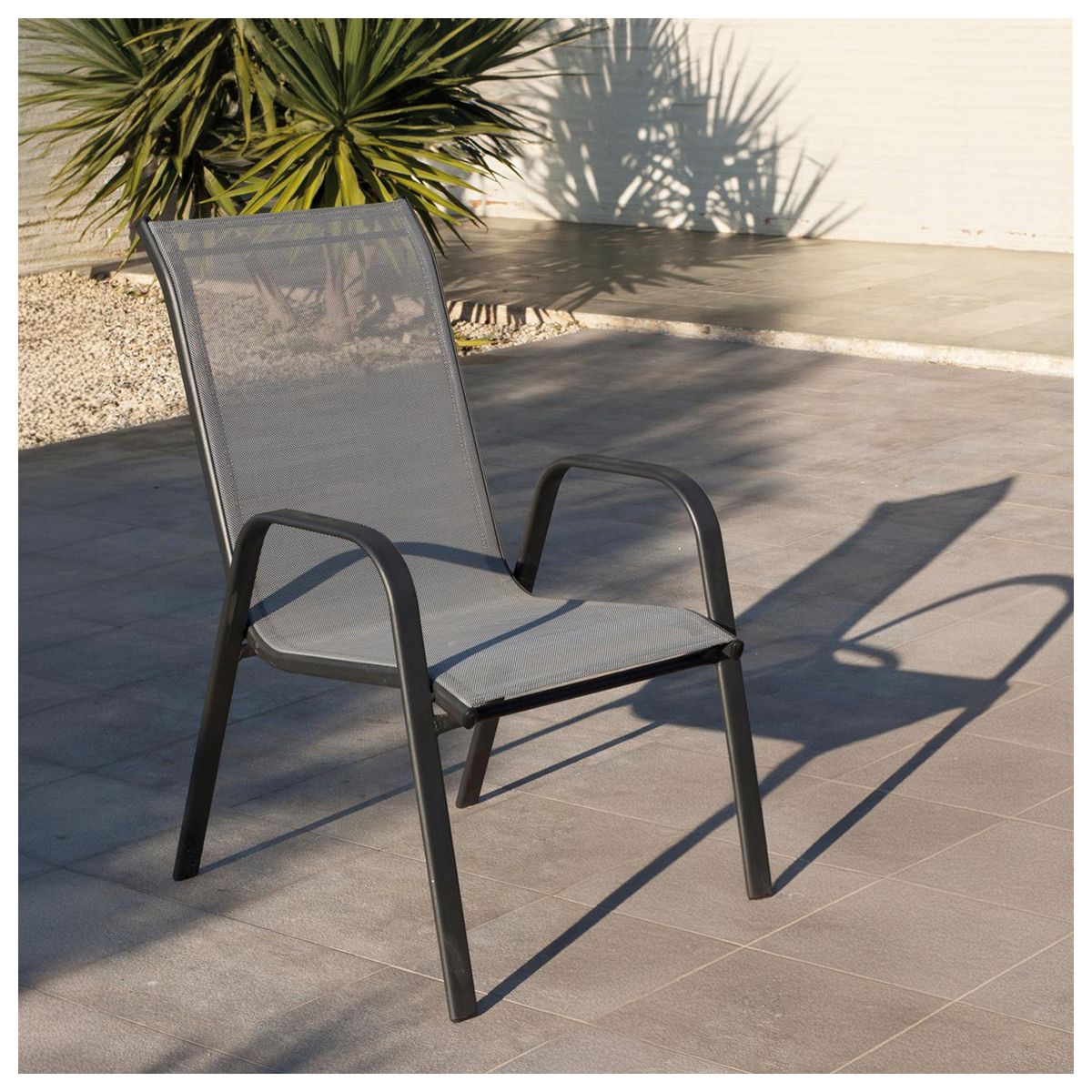 NOVAHUS - Silla de Terraza Textileno y Acero Gris